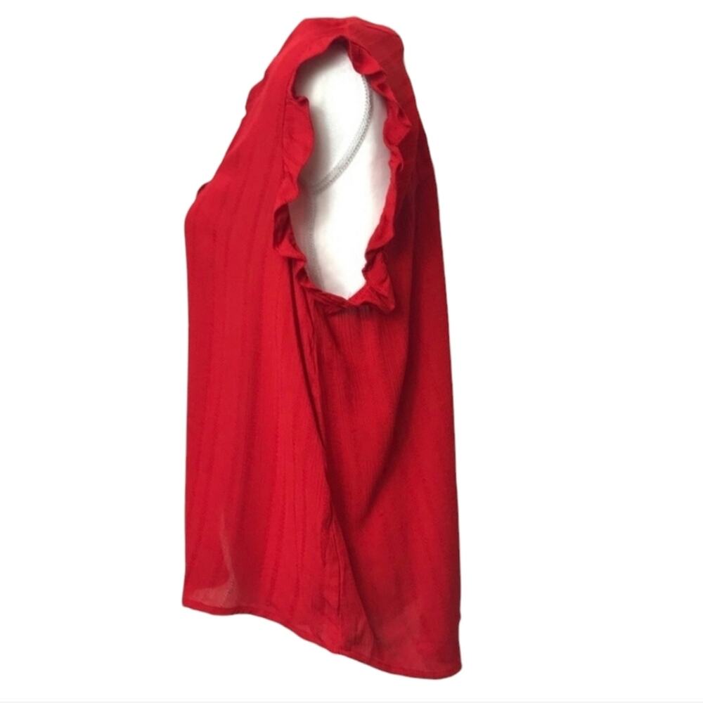 Universal Thread Ripe Red V Neck Ruffle Sleeve Blouse Medium - Picture 3 of 11